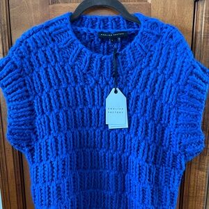 Cute chunky knit sweater vest in a brilliant blue. NWT.